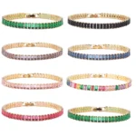 Pulseira Riviera cravejada com Zircônia banhado a ouro 18k