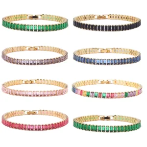 Pulseira Riviera cravejada com Zircônia banhado a ouro 18k